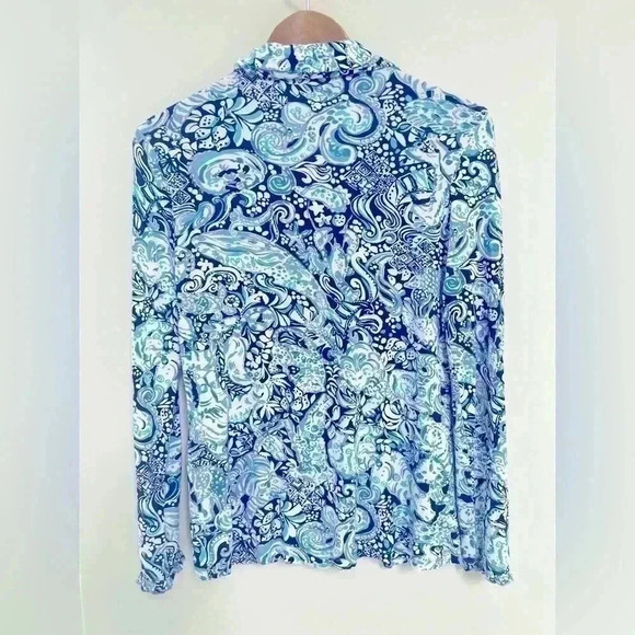 Lilly Pulitzer Royal Purple Animals Ruffle PJ Button Down Pajama Top - Picture 3 of 9